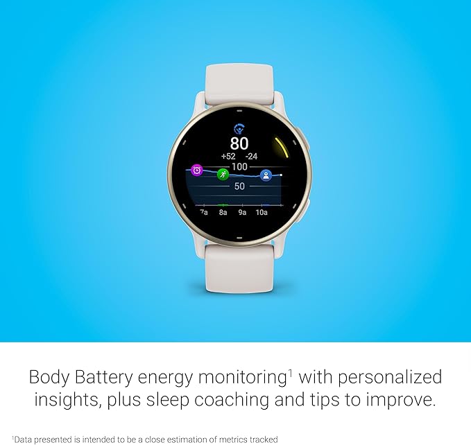 Écran de la montre montrant le suivi de l'énergie du corps sur la journée